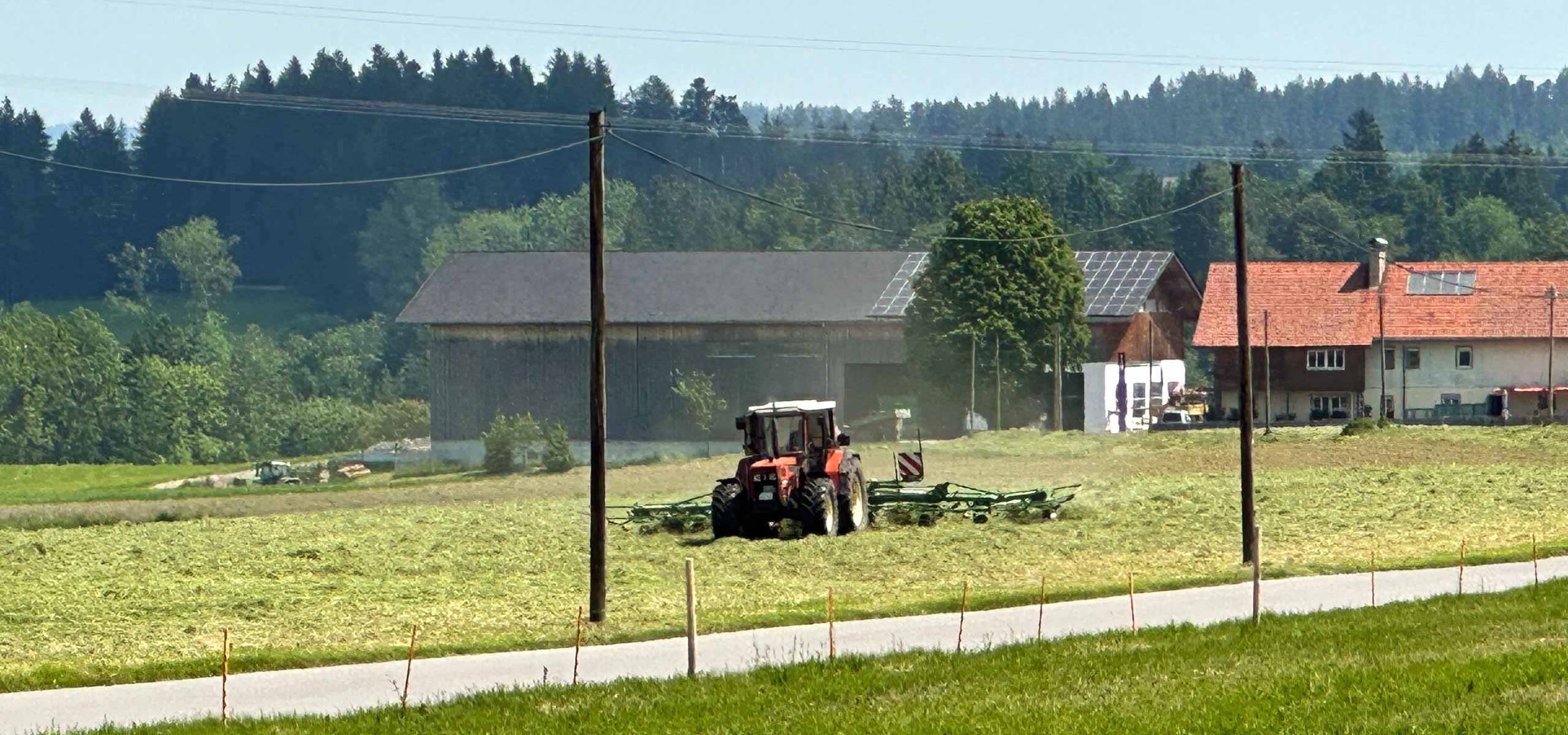 Traktor mit Heuschwader